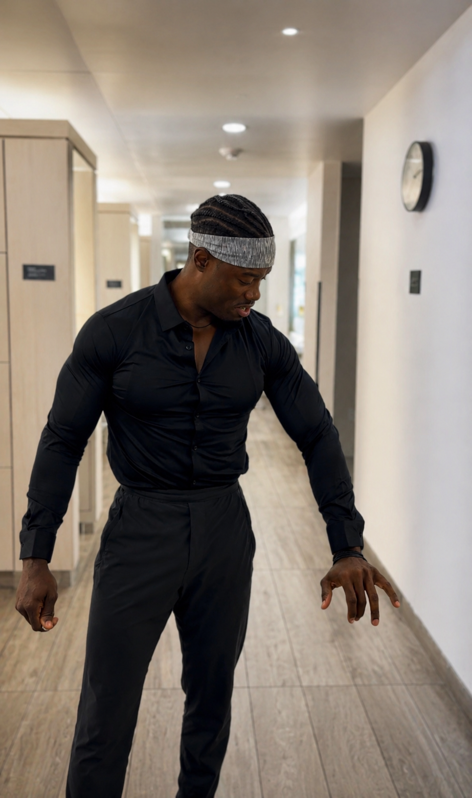 "Noir" Black Long Sleeve Performance Button Down