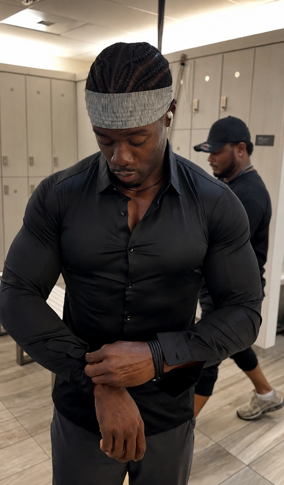 "Noir" Black Long Sleeve Performance Button Down