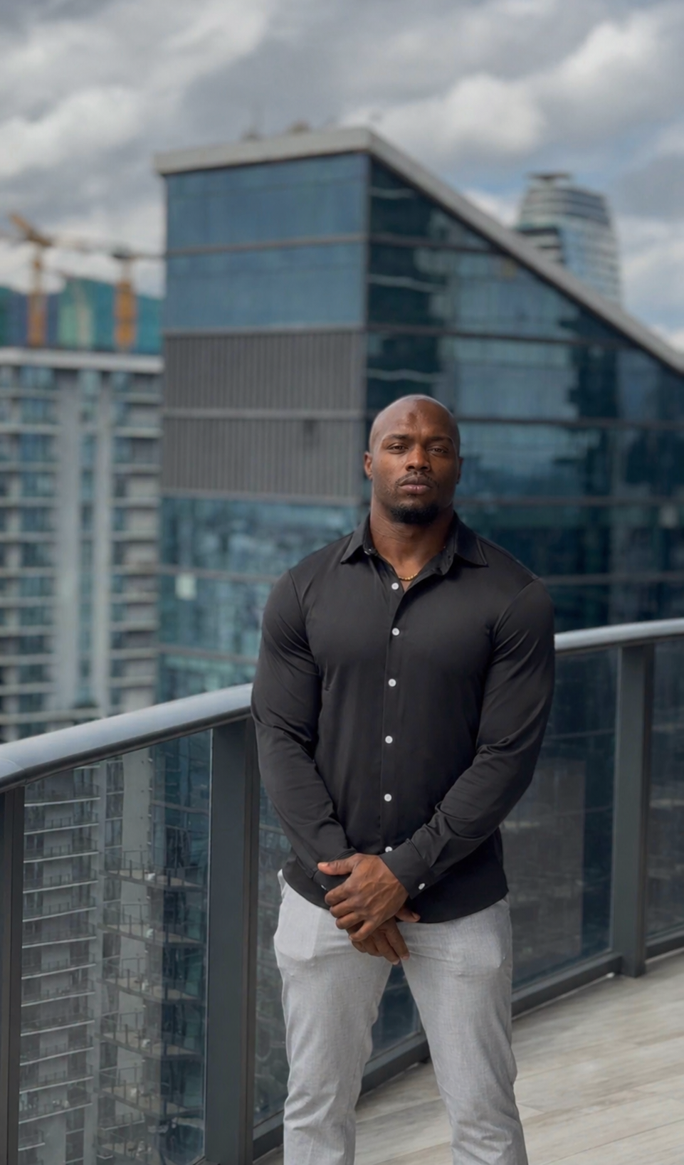 "Noir" Black Long Sleeve Performance Button Down