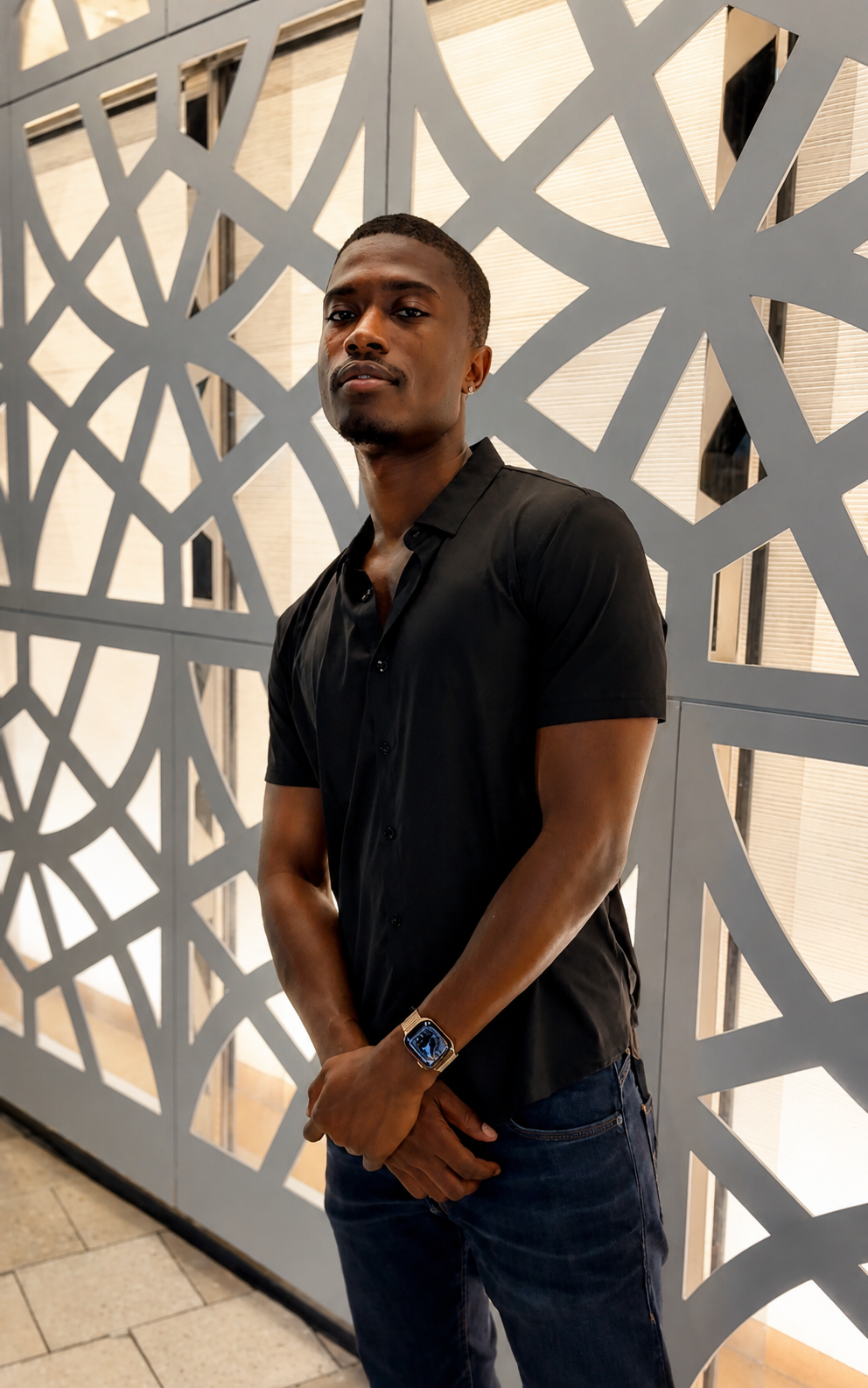 "Noir" Black Short Sleeve Performance Button Down