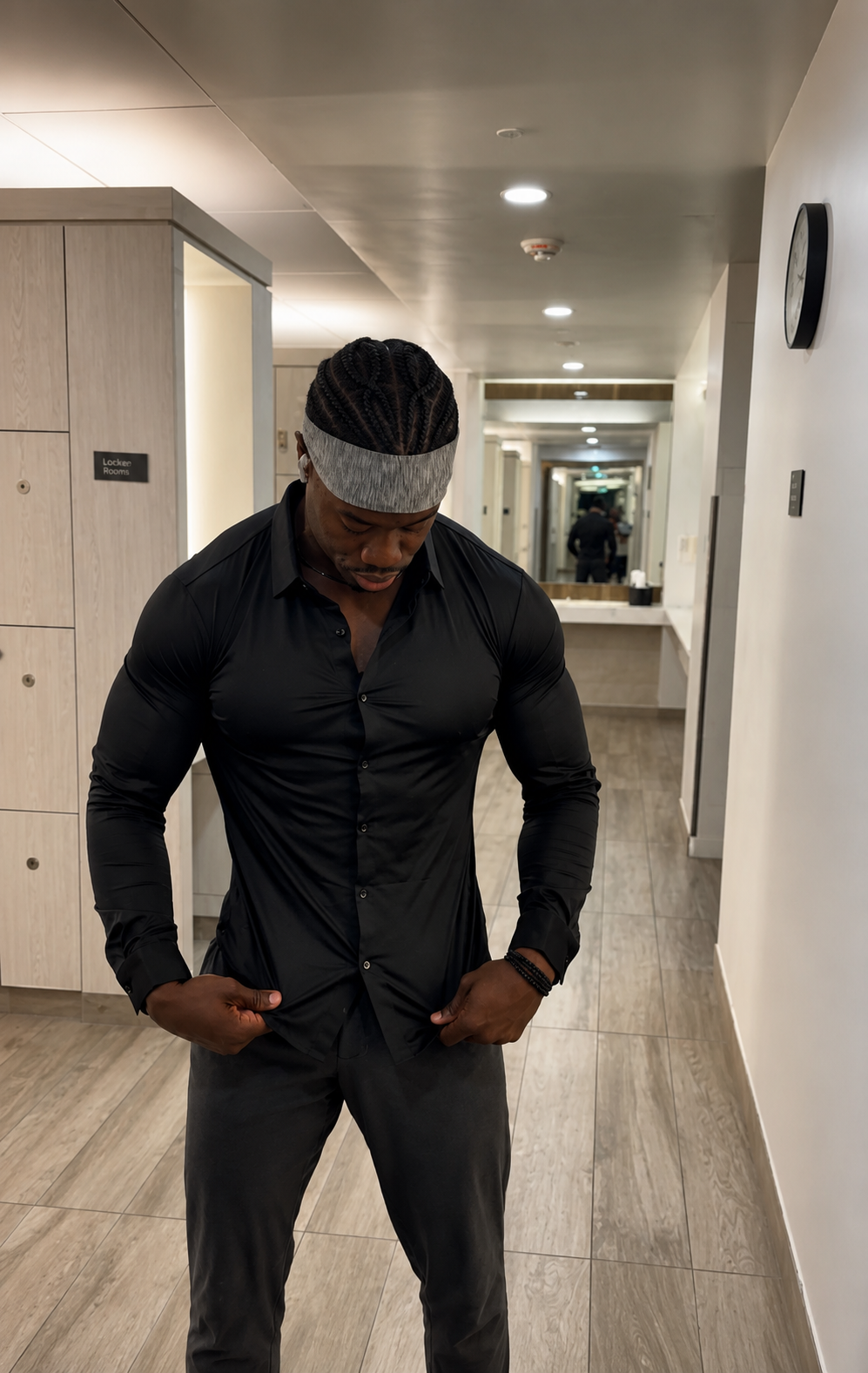 "Noir" Black Long Sleeve Performance Button Down