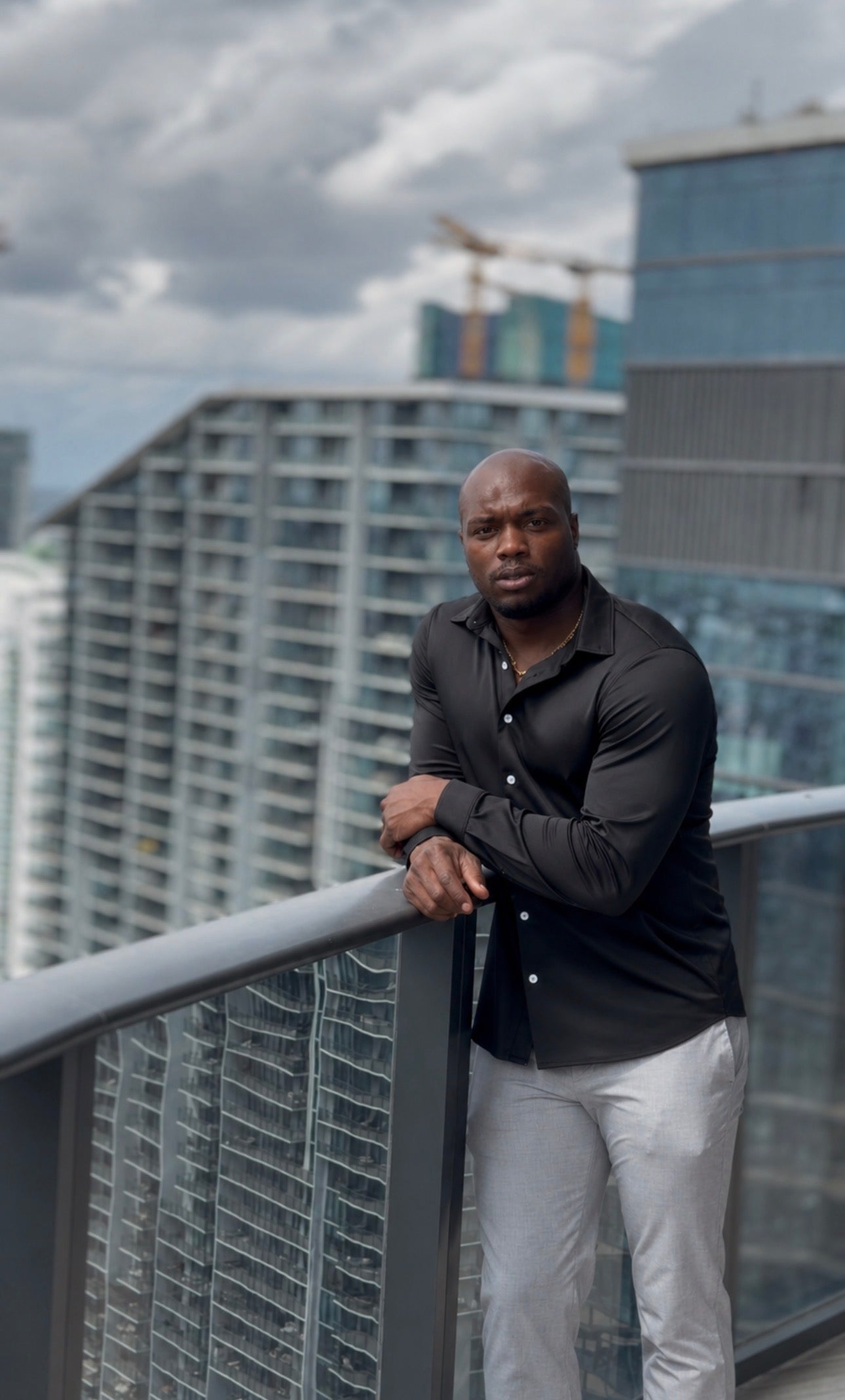 "Noir" Black Long Sleeve Performance Button Down