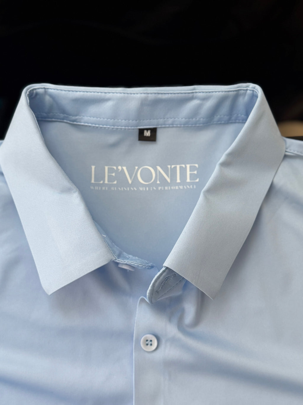 "Ciel" Light Blue Short Sleeve Performance Button Down