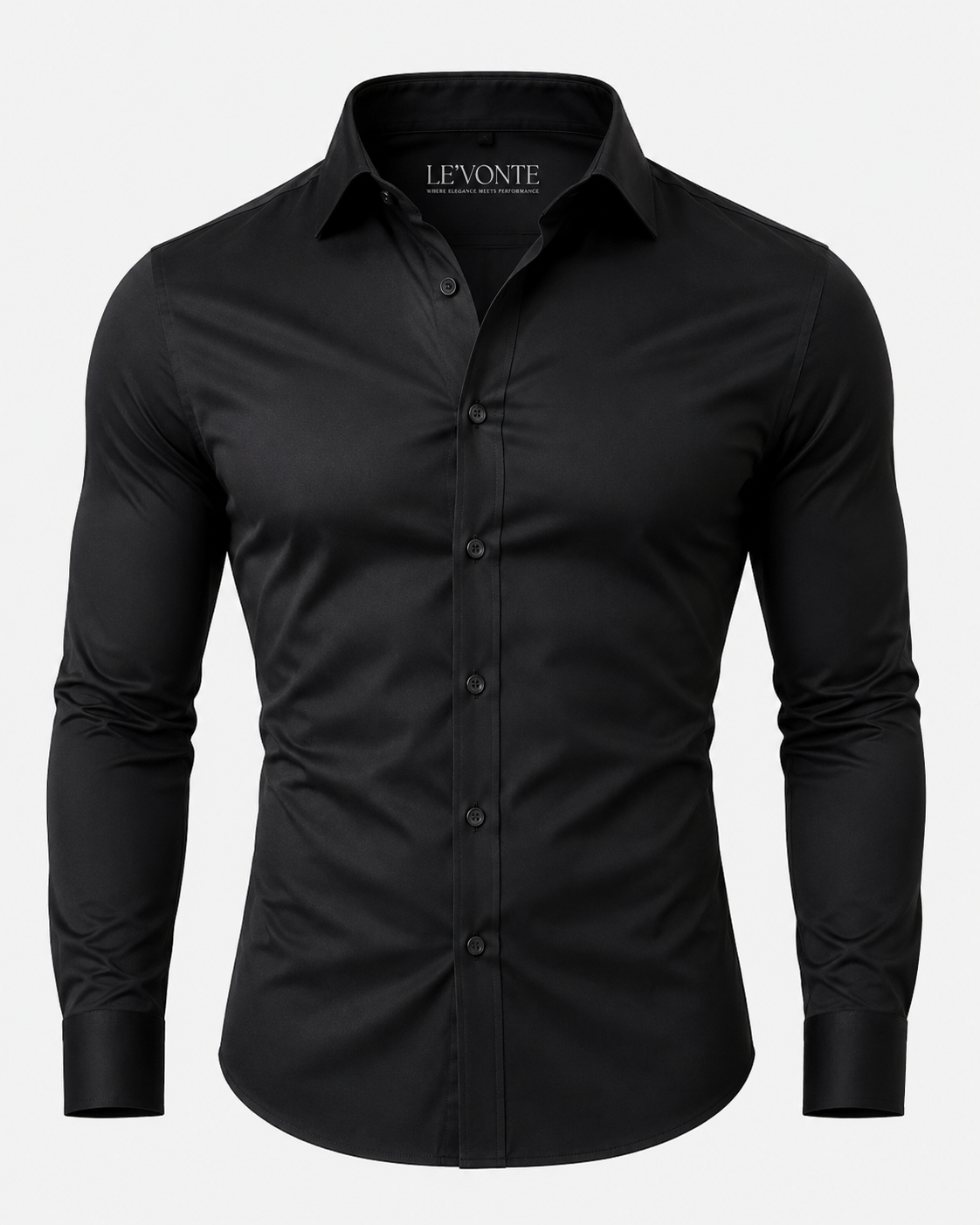 "Noir" Black Long Sleeve Performance Button Down