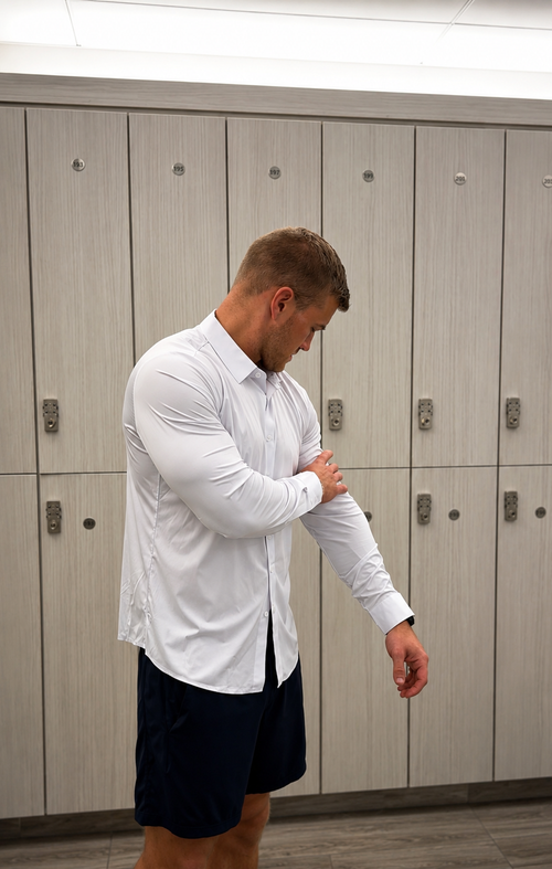 "Blanc" White Long Sleeve Performance Button Down