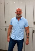 "Ciel" Light Blue Short Sleeve Performance Button Down
