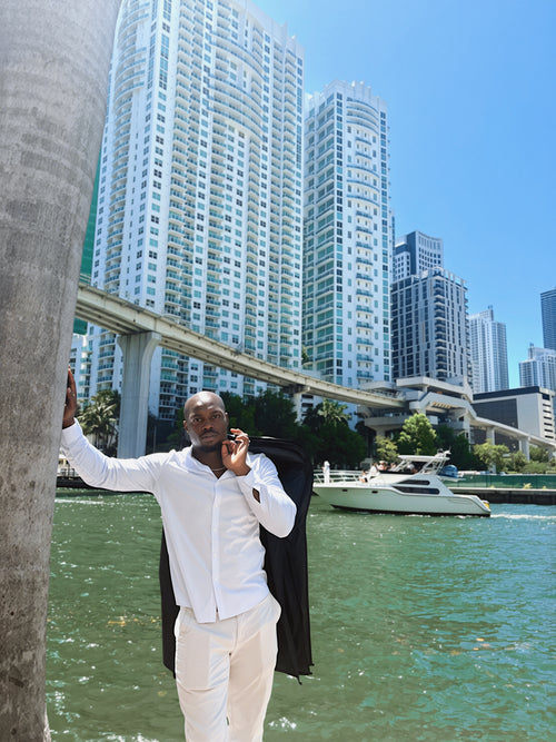 "Blanc" White Long Sleeve Performance Button Down
