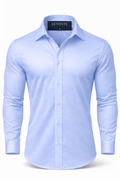 "Ciel" Light Blue Long Sleeve Stretch Button Down