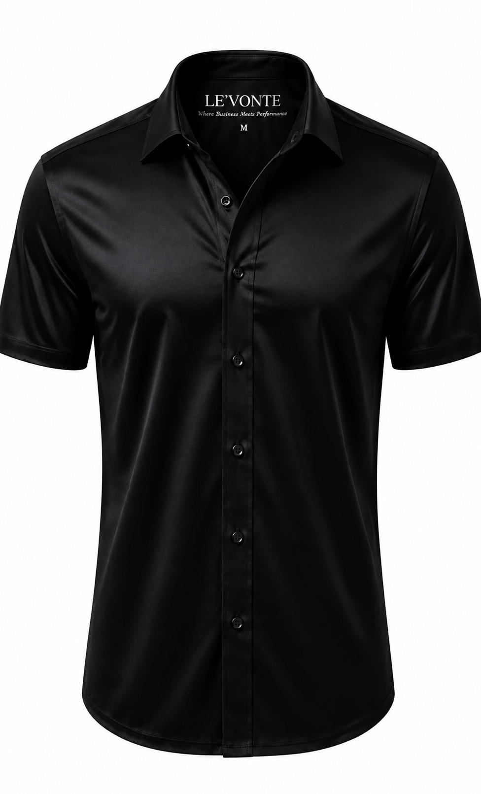 "Noir" Black Short Sleeve Performance Button Down
