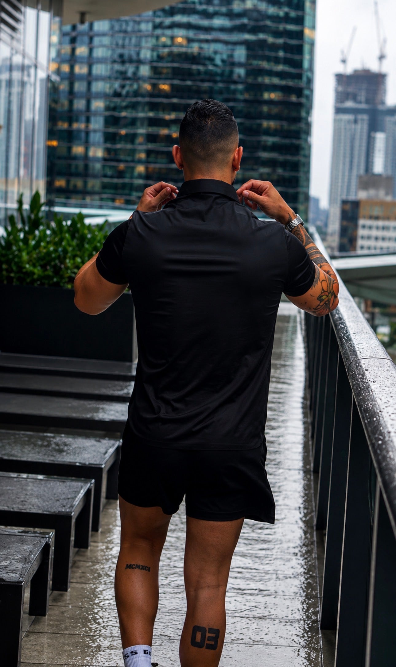 "Noir" Black Short Sleeve Performance Button Down